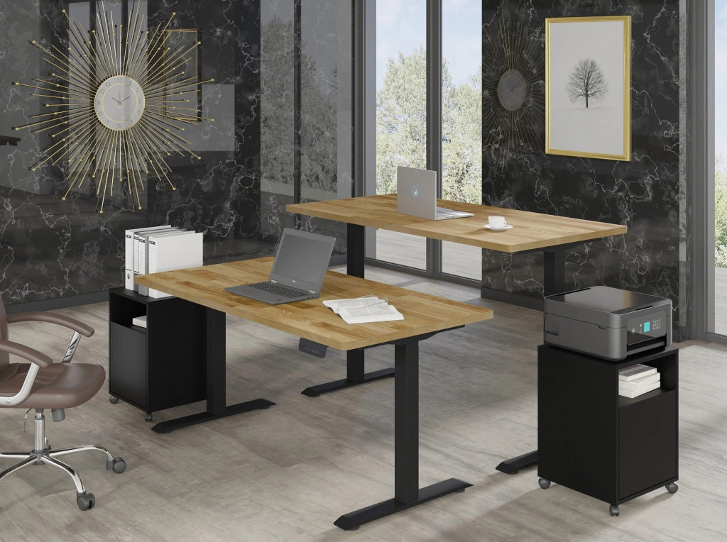 SCRIVANIA BIM NATURAL DESK 2P NERO OPACO ROVERE NATURALE 160x80