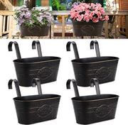 Pannelli di fioritura appesi in metallo - Set di 4 grandi vasi da appendere per esterni, balconi, cancelli, decorazione giardino