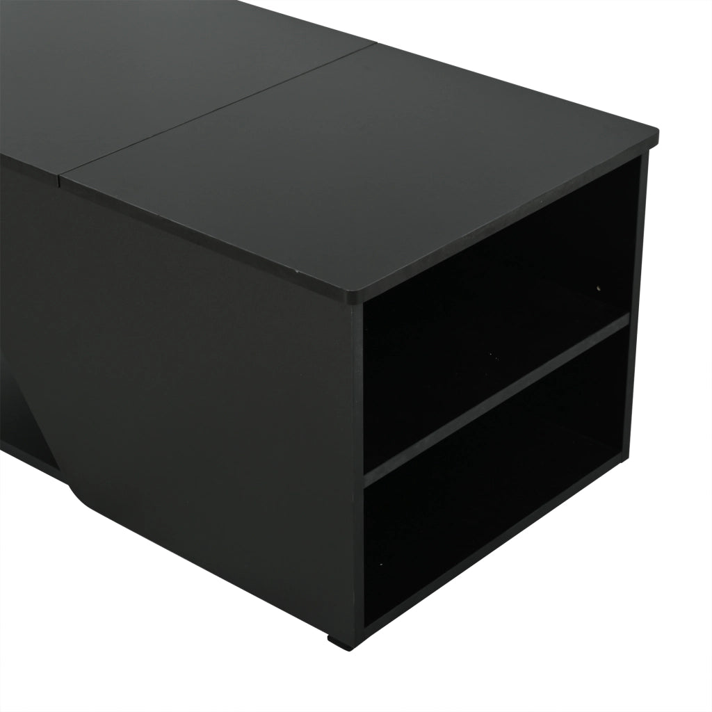 Tavolino da Caff¨¨ con LED e Vano Contenitore ¨C MINIMAL ¨C Nero Lucido 50x100x46