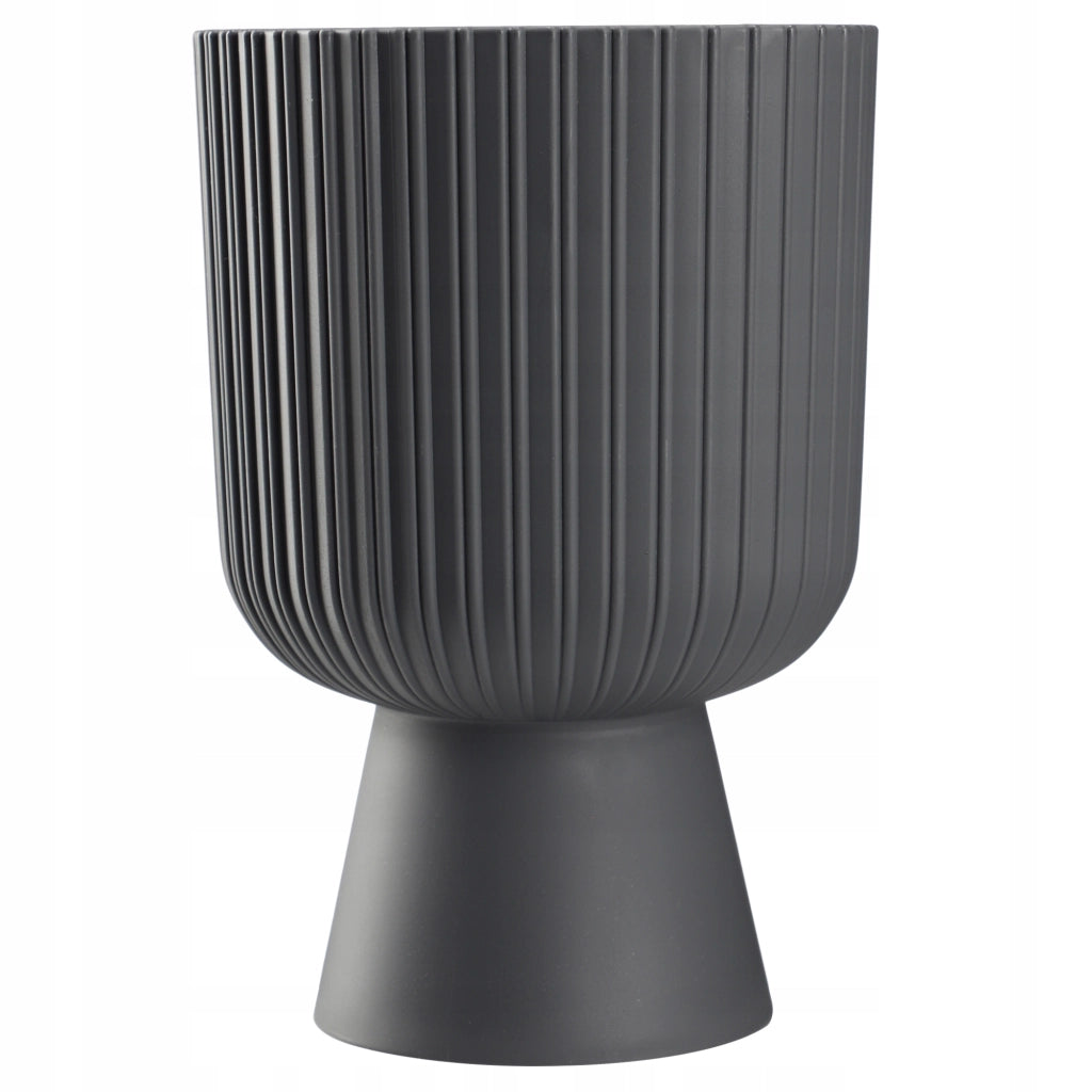 Vaso da fiori KADAX, vaso per fiori, da giardino, con coperchio in plastica, 14 cm, supporto per fiori, grigio