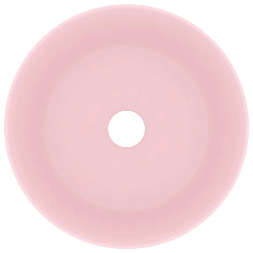 Lavandino Lusso Rotondo Rosa Opaco 40x15 cm in Ceramica 147010