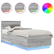 Letto singolo | Letto per adulti | Struttura del letto con strisce LED Grigio Sonoma 100 x 200 cm