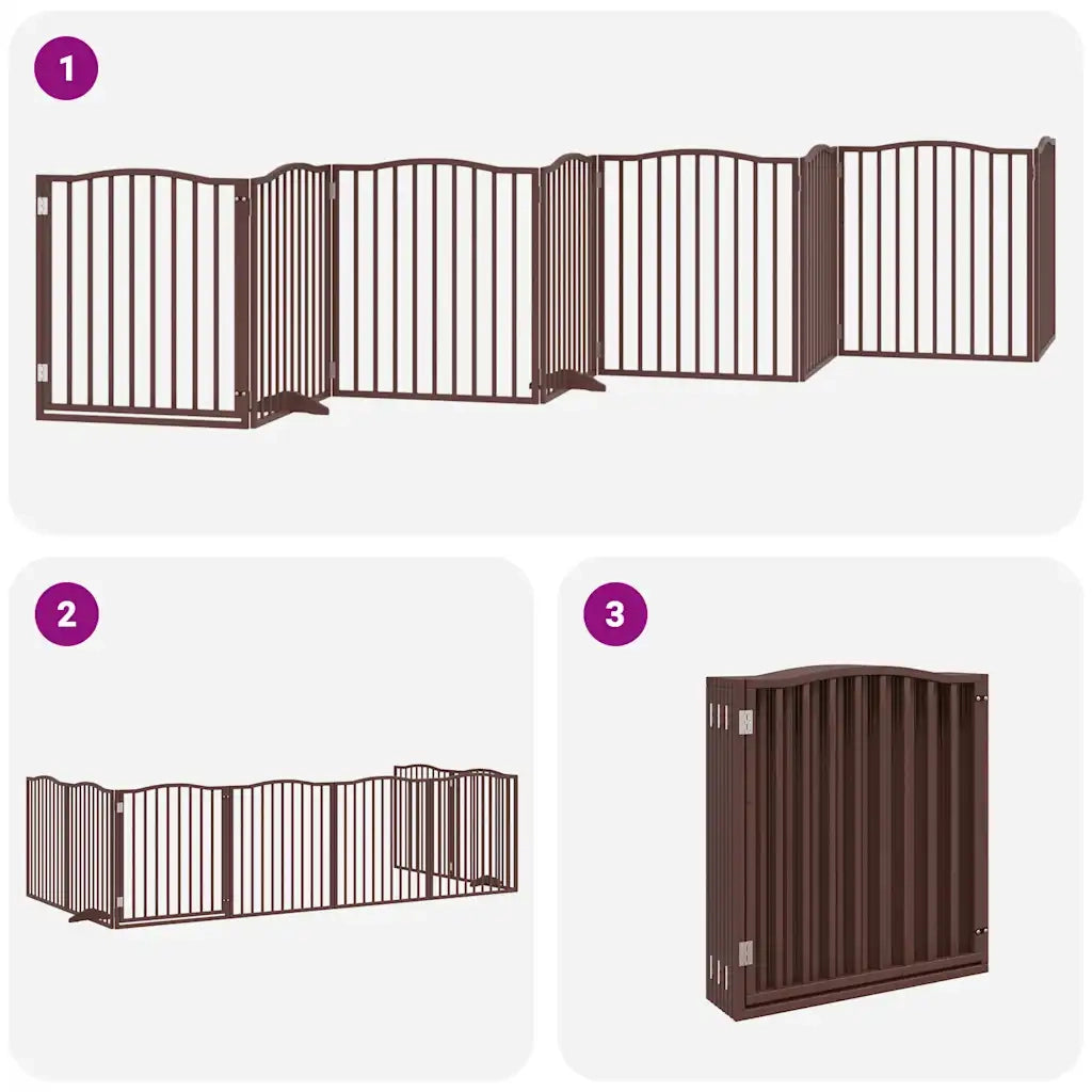 Cancello Cani Porta Pieghevole Marrone 8 Pannelli 640cm Pioppo CFW4439459