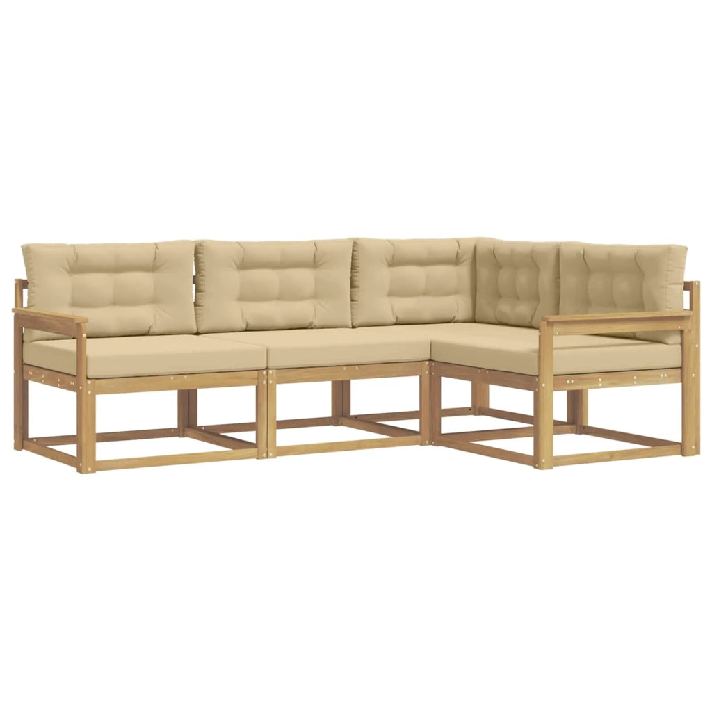 Set di divani da esterno 3 pcs Bianco e Beige Poliestere