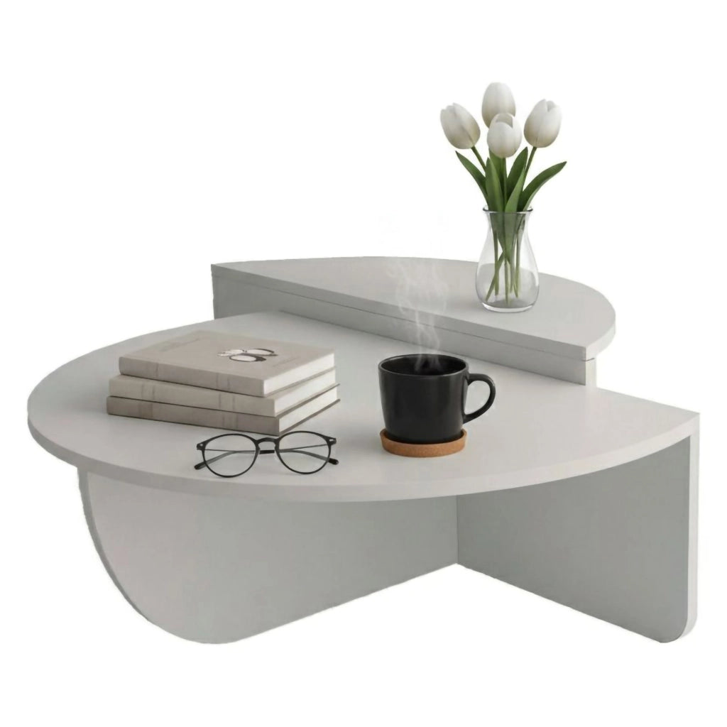 Tavolino da salotto Azim, Tavolo basso da caffè, Portariviste per divano, Ripiano da soggiorno, 90x90h35 cm, Bianco