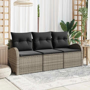 Set Divano da Giardino Grigio polyrattan