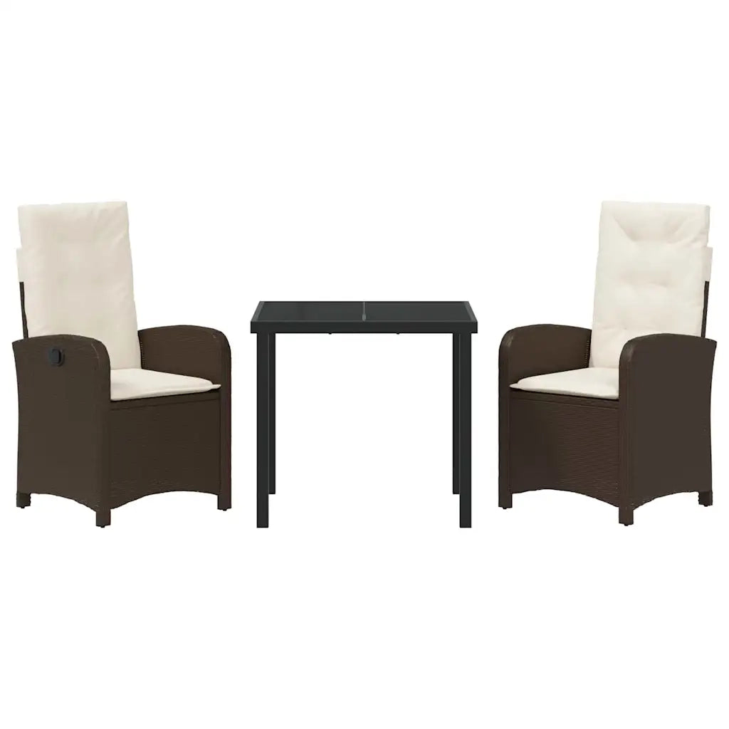 Set da Pranzo per Giardino con cuscino 3 pcs Marrone polyrattan 3380267