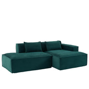 Divano lineare con cuscini e seduta elastica - in poliestere - verde retrò