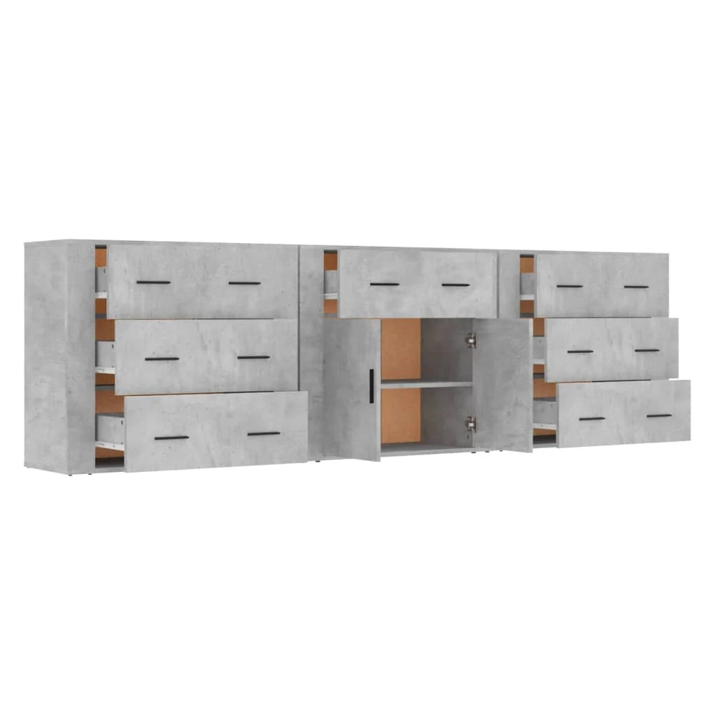 Buffet credenza cassettiera armadio mobile contenitore organizer per cucina soggiorno salotti 3 pezzi legno ingegnerizzato grigio 02_0037124