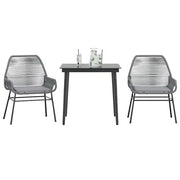 Set da Pranzo da Giardino 3 pz con Cuscini in Polyrattan Vetro