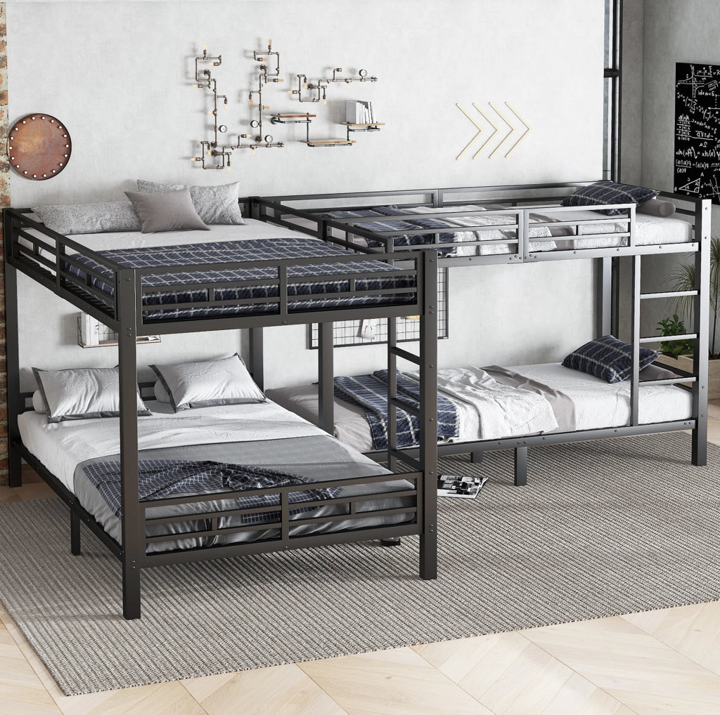 Letto a castello in ferro nero 90x200 e 140x200 cm