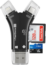 4 in 1 lettore di schede esterno USB Micro SD e lettore di schede TF - Nero
