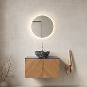 Mobile Bagno Sottolavabo con Lavabo in Ceramica ¨C MINIMAL ¨C 2 Ante, Legno Espresso, 76 cm
