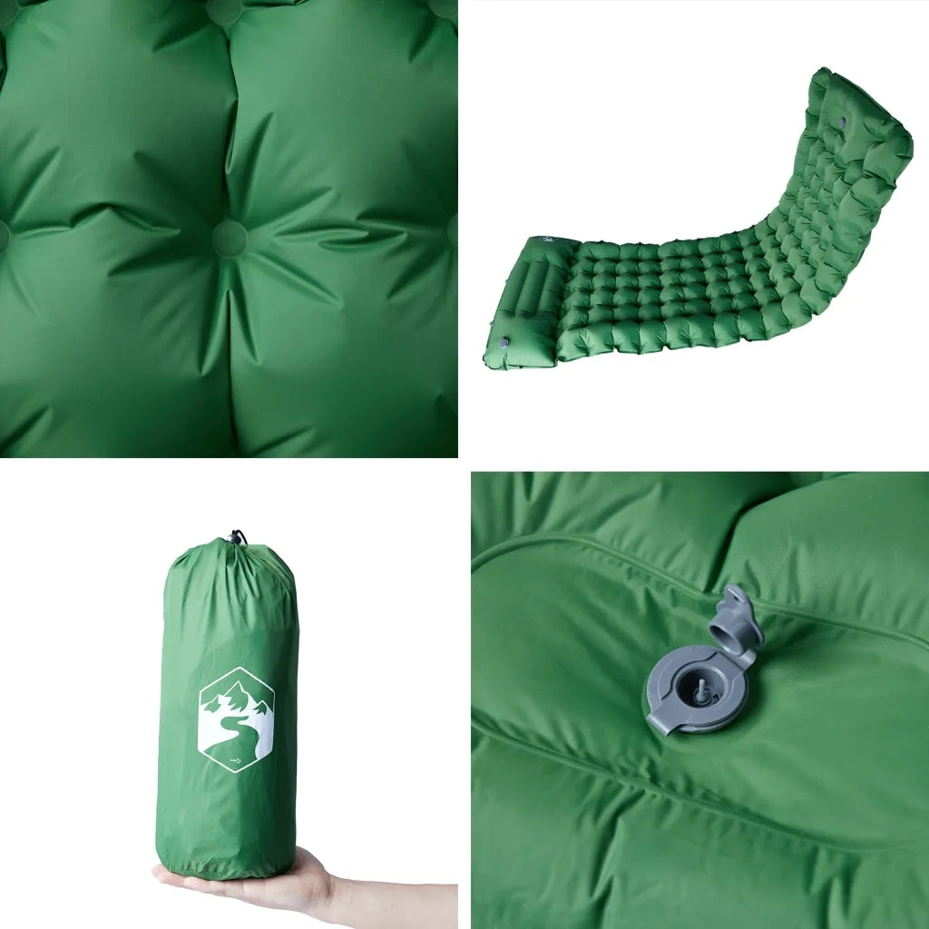 Materasso Campeggio Autogonfiabile con Cuscini 1 Persona Verde CFW1254688