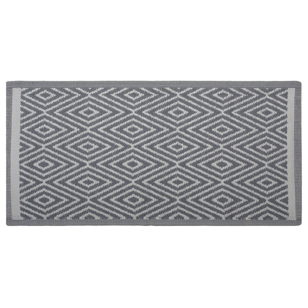 Tappeto per Interni e Esterni Motivo a Rombi Grigio Chiaro 90 x 150 cm motivo geometrico