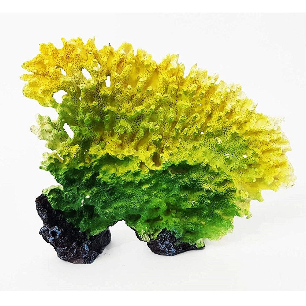 Trade Shop - Corallo In Resina Giallo Verde 19x5x15cm Ornamento Per Acquario Decorazioni Pietra -