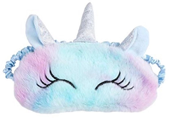 Sdraiogatto Plush - Sdraiogatto Occhialino da Sonno con Fantasia di Unicorno - Occhialino da Sonno per Bambini e Adulti per Viaggi e Sonno a Casa - Blu