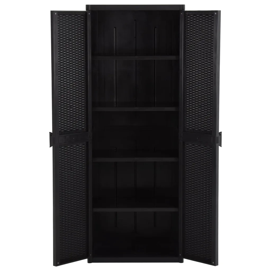 Armadio da Giardino Nero 65x45x172 cm in Rattan PP 151237