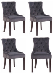 Set 4 poltrone pranzo Aberdeen in velluto grigio scuro,antico