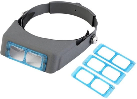 Vergrootglas a Mano con 4 Lenti 1,5X/2X/2,5X/3,5X - Handsfree - in Plastica - Cintura Regolabile - Leggero - Ideale per Leggere e Puntare - Vergrootglas a Mano Handsfree