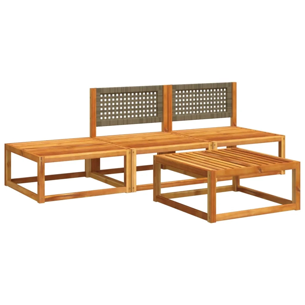 Set di divani da giardino 4 pz | Set Salotto da Giardino con cuscini in legno di acacia e rattan