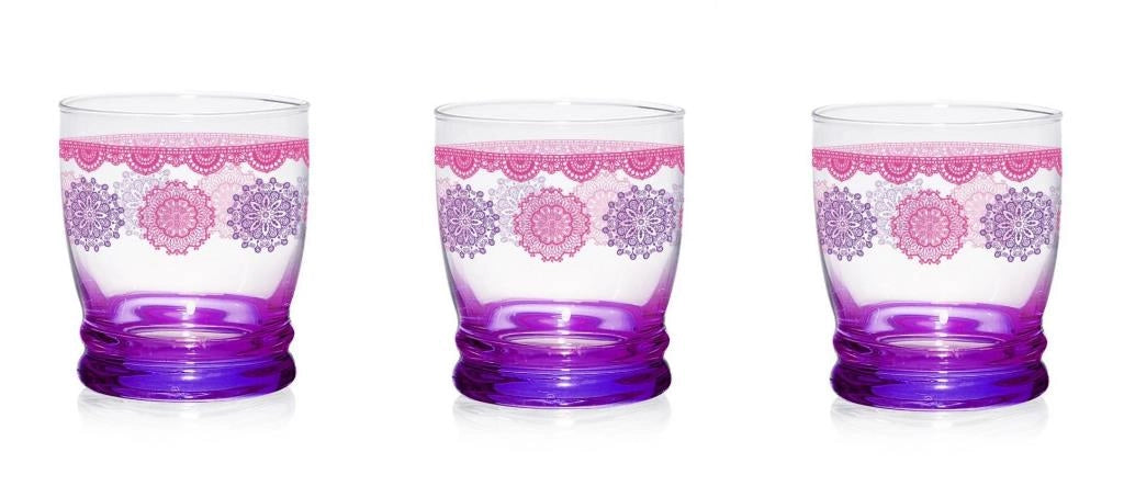 Set 3 Bicchieri da Tavola in Vetro Giove Persia Fucsia 340 cc
