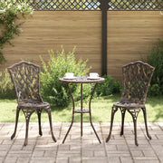 Set Bistro da Giardino 3 Pezzi in Bronzo di Alluminio Fuso
