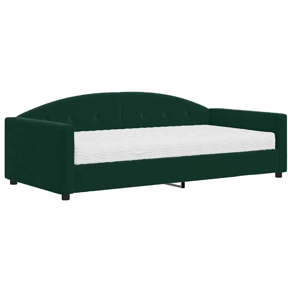 Divano Letto con Materasso Verde Scuro 100x200 cm in Velluto