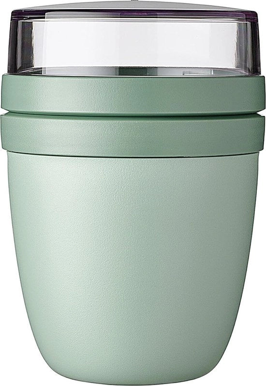Lunchbox Ellittica, contenitore pratico per yogurt e muesli, divisione per yogurt e muesli, adatto per congelatore, forno a microonde e lavastoviglie, 500 ml + 200 ml
