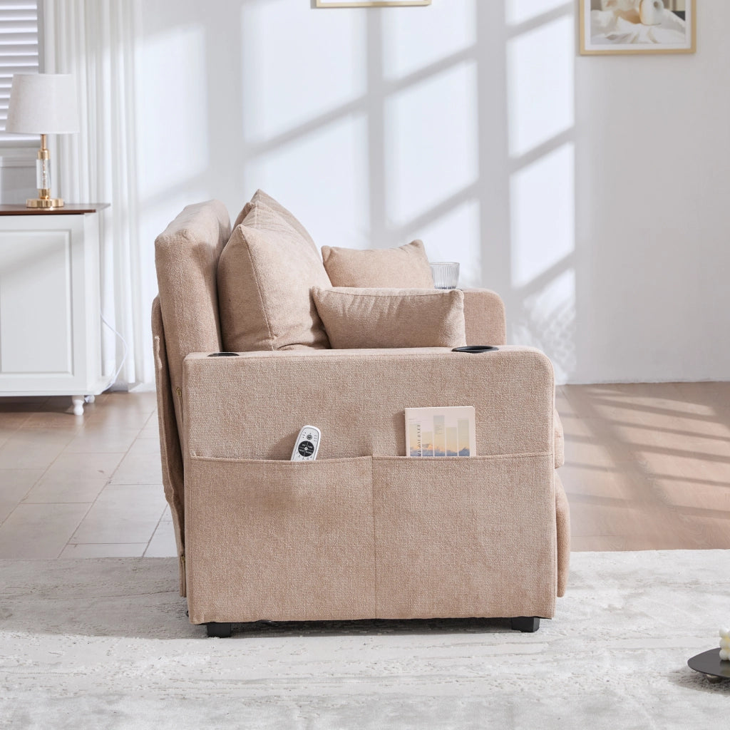 Divano letto multifunzionale - Zephmum - 2 funzioni, estraibile, pieghevole, tasche, USB, lavabile