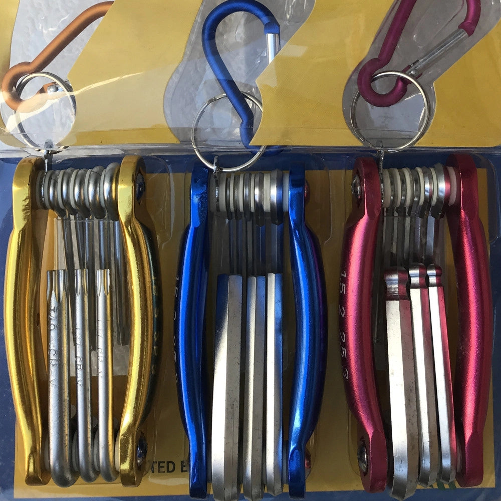 Trade Shop - Kit Set 24 Pezzi Chiavini Pieghevoli Torx Forati Esagonali Sferici Ball Point -