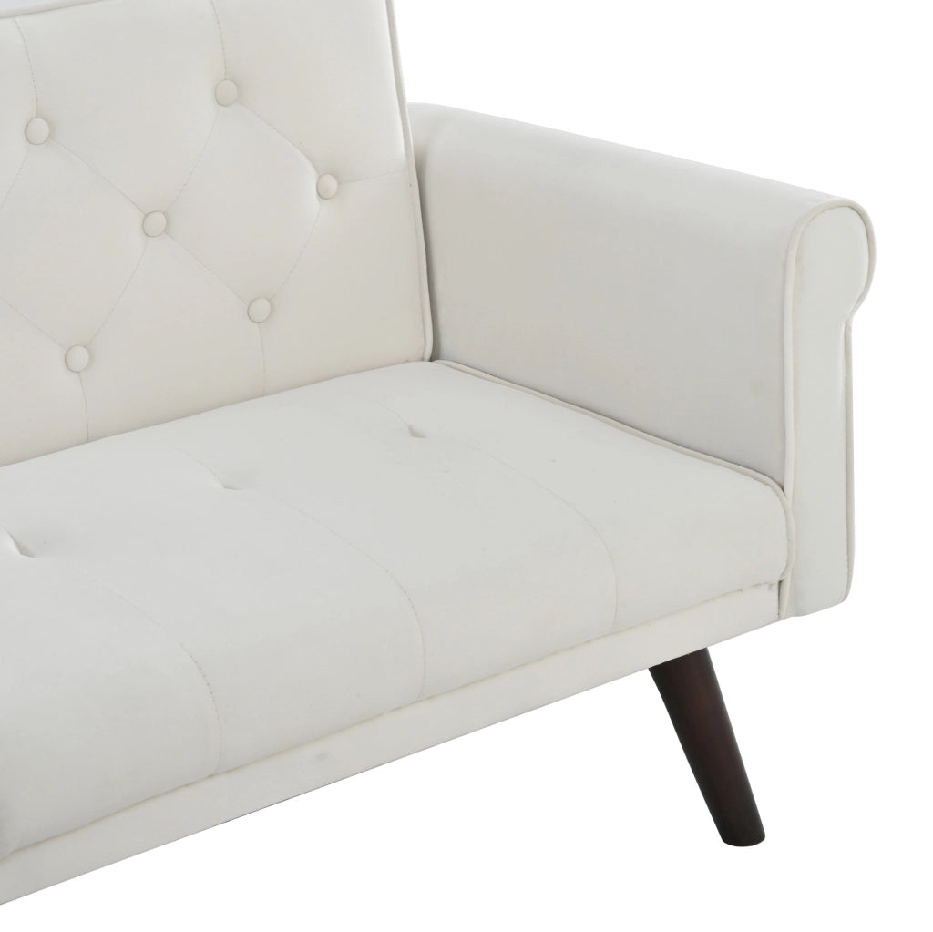 Divano letto 2 posti in velluto beige con schienali regolabili HAVRYA