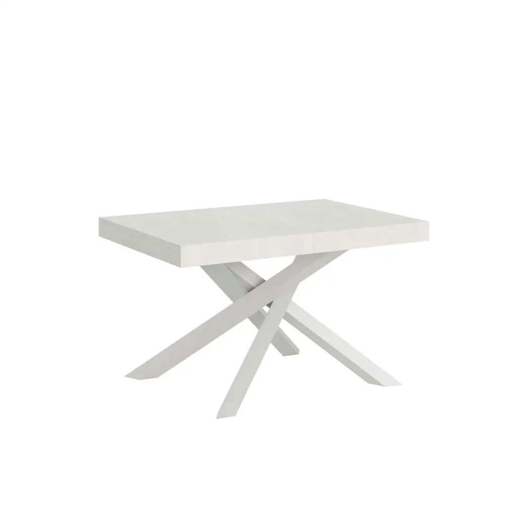 Tavolo allungabile 130/390x90 cm Volantis Premium colore bianco frassino gambe bianche