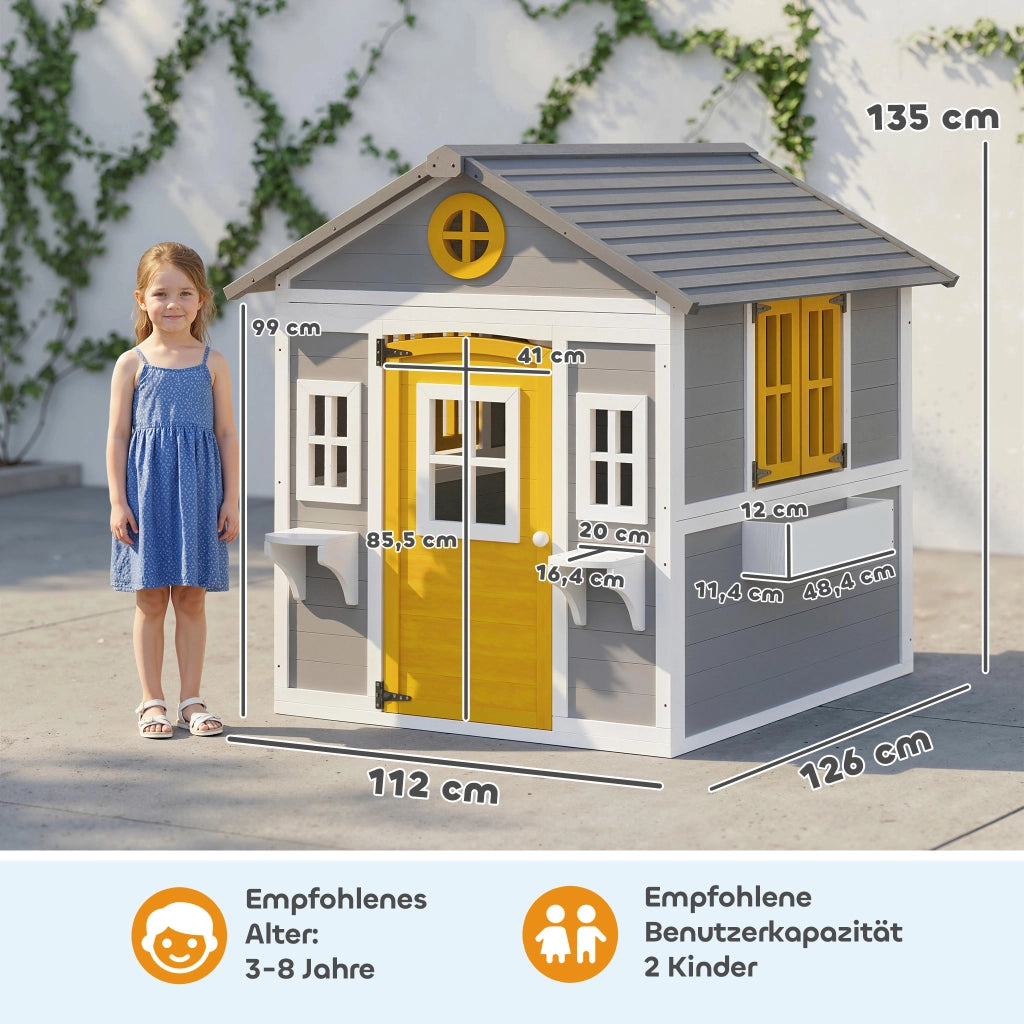 Casetta Giardino Bambini in Legno ¨C zephmum ¨C Grigio 120x120x120