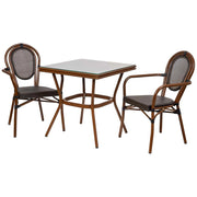 Set tavolo e 2 sedie marrone, tavolo: 70x70x72. sedia (2): 55x58x88