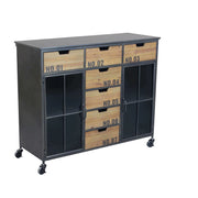 MOBILE CADEN IN ACCIAIO E LEGNO 98,5 X 38,5 X H84 CM CON RUOTE