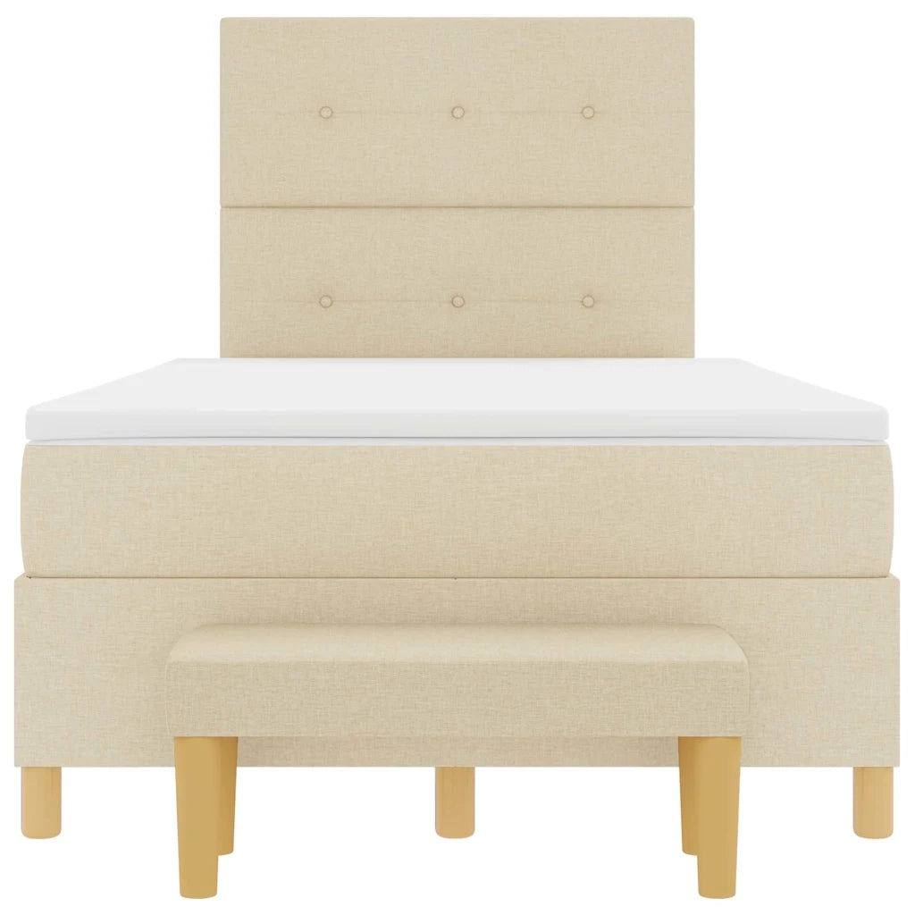 Letto a molle con testiera Crema 200 x 120 cm Tessuto 3344294