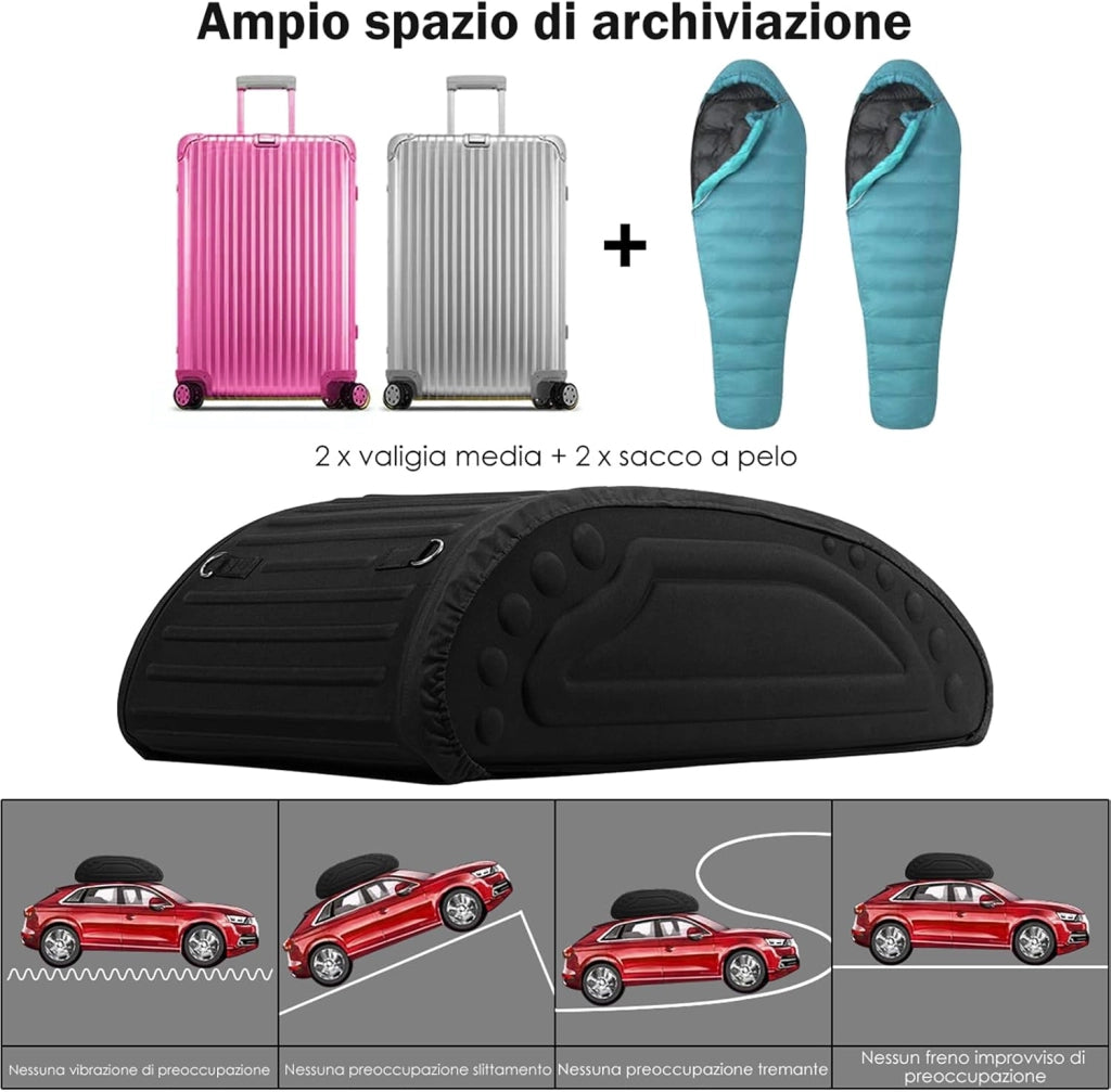 Borsa da Tetto per Auto Impermeabile 14Cu.Ft/400L, Box Tetto Universale Pieghevole con Borsa+ 4 Cinghie Rinforze+ 4 Ganci, Portabagagli per Tutti i Veicoli con/senza Barre Portapacchi