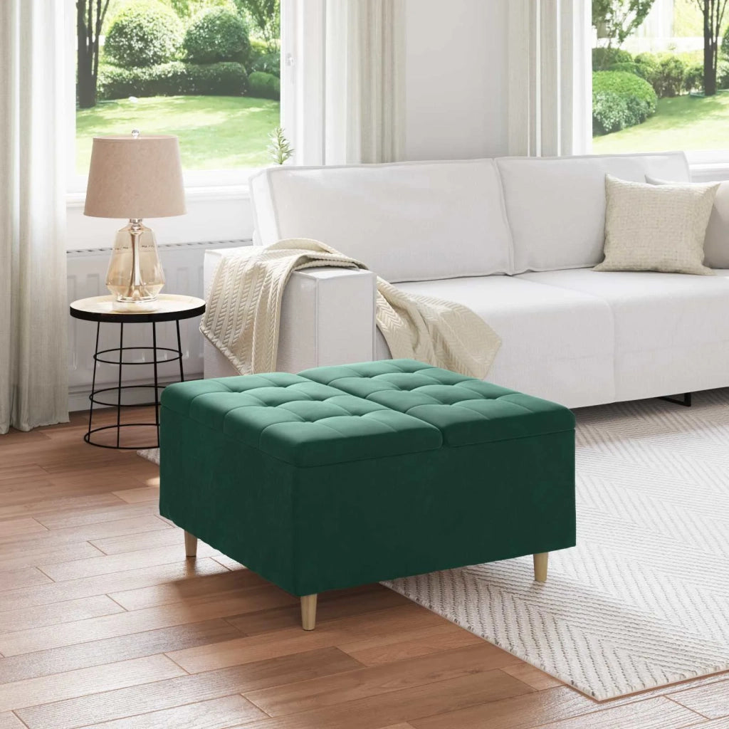 Pouf contenitore Verde Scuro 80 x 80 x 45 cm Velluto 876842