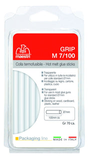 Romeo Maestri COLLA TRASPARENTE TERMOFUSIBILE IN STICK PER PISTOLA MINIGRIP 7H Ø 7x100 mm.  70 gr.