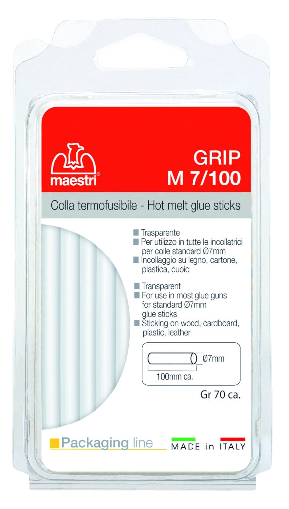 Romeo Maestri COLLA TRASPARENTE TERMOFUSIBILE IN STICK PER PISTOLA MINIGRIP 7H Ø 7x100 mm.  70 gr.