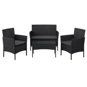 Set di mobili da giardino per esterni superficie in PE intrecciato tavolo e sedie per patio giardino balcone nero 12_0007391