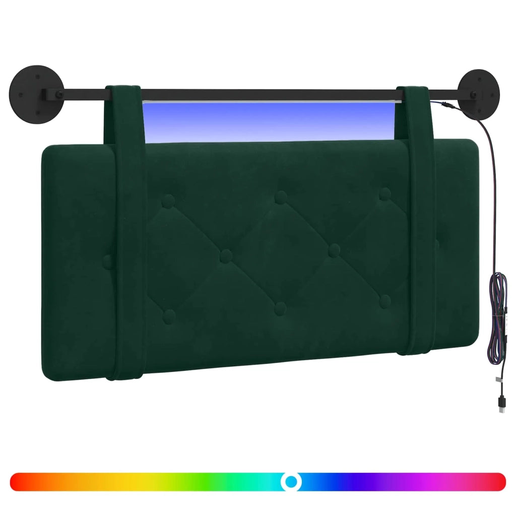 Testiera | Testata sospesa Con luce LED Verde Scuro Velluto