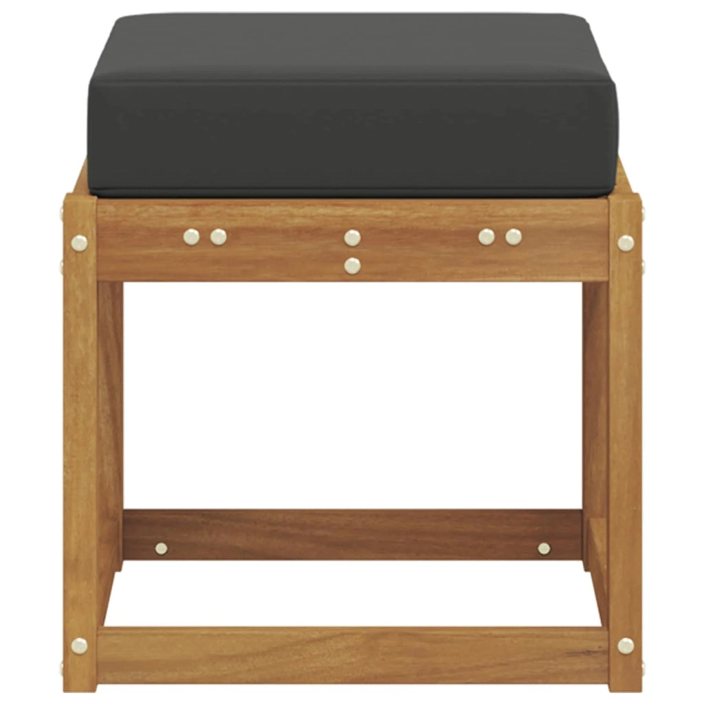 Sedia da giardino-Panca Sgabello con cuscino Naturale e Antracite 43 x 43 x 37 cm