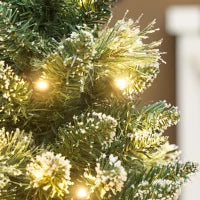 Albero di Natale Piccolo Alto 60 cm con 35 Luci LED Bianche, 64 Rami Ignifughi con Pigne, Verde