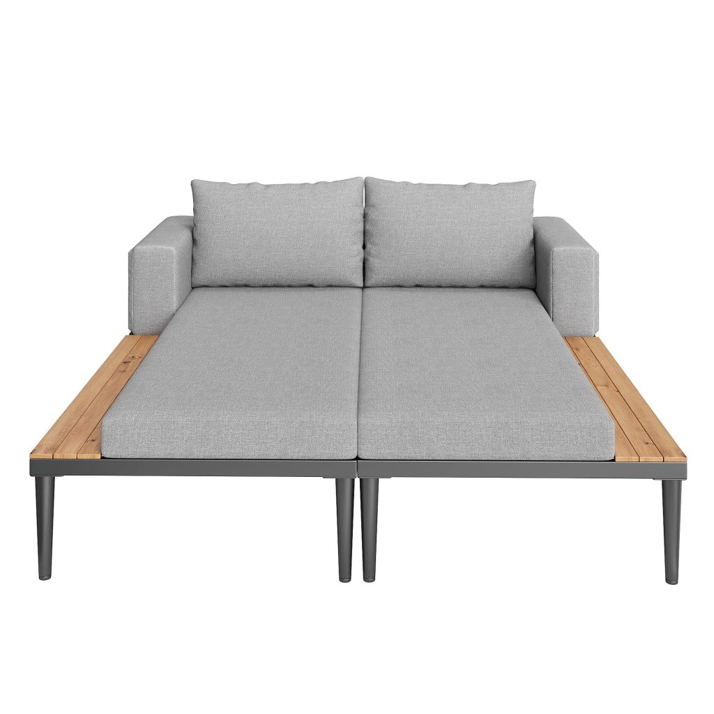 Divano Letto da Giardino con Ripiani ¨C Xylo ¨C Polyrattan, Esterno