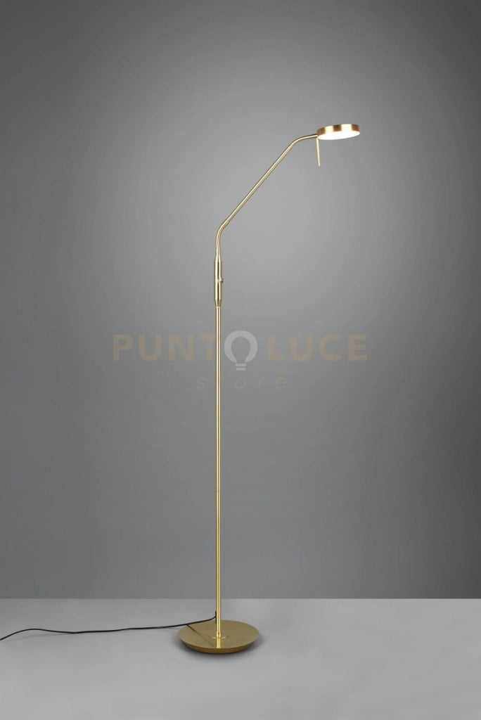 MONZA PIANTANA LED 12W 1400lm, 2300+3000+4000K CON 2 SNODI FLESSIBILI OTTONE SATINATO DIMMERABILE H.145CM