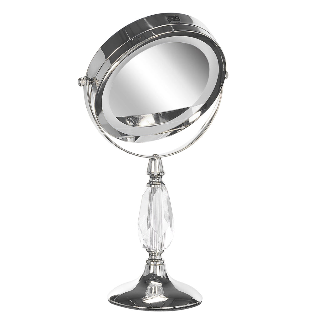 Specchio da tavolo double face per trucco a LED metallo argento ø 18 cm 1x / 5x