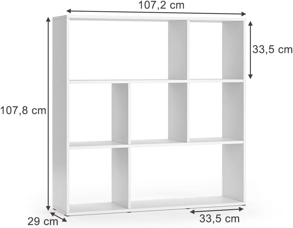 Scaffale Nove, Bianco, 107.2 x 107.8 cm 7 scomparti, per conservazione e come divisorio ambiente