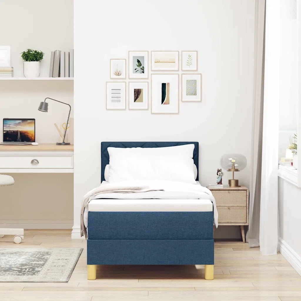 Letto a Sorgente LED con materasso Blu 80 x 200 cm Tessuto